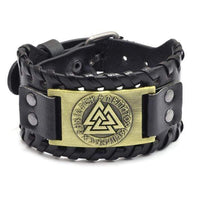 Bracelet en cuir ajustable - Symbole Valknut® Bracelet en cuir ajustable - Symbole Valknut®