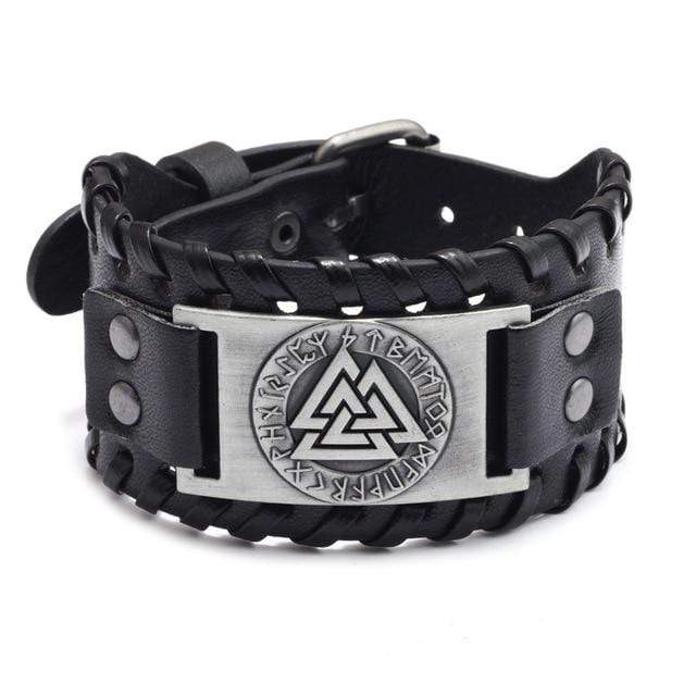 Bracelet en cuir ajustable - Symbole Valknut® Bracelet en cuir ajustable - Symbole Valknut®