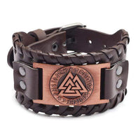Bracelet en cuir ajustable - Symbole Valknut® Bracelet en cuir ajustable - Symbole Valknut®