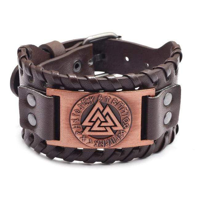 Bracelet en cuir ajustable - Symbole Valknut® Bracelet en cuir ajustable - Symbole Valknut®