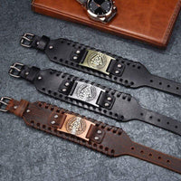 Bracelet en cuir ajustable - Symbole Valknut® Bracelet en cuir ajustable - Symbole Valknut®