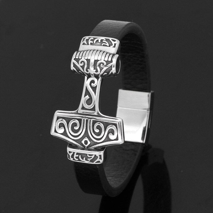 Bracelet en cuir marteau de Thor - Mjolnir Bracelet en cuir marteau de Thor - Mjolnir