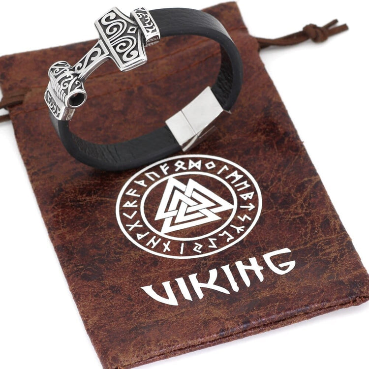 Bracelet en cuir marteau de Thor - Mjolnir Bracelet en cuir marteau de Thor - Mjolnir