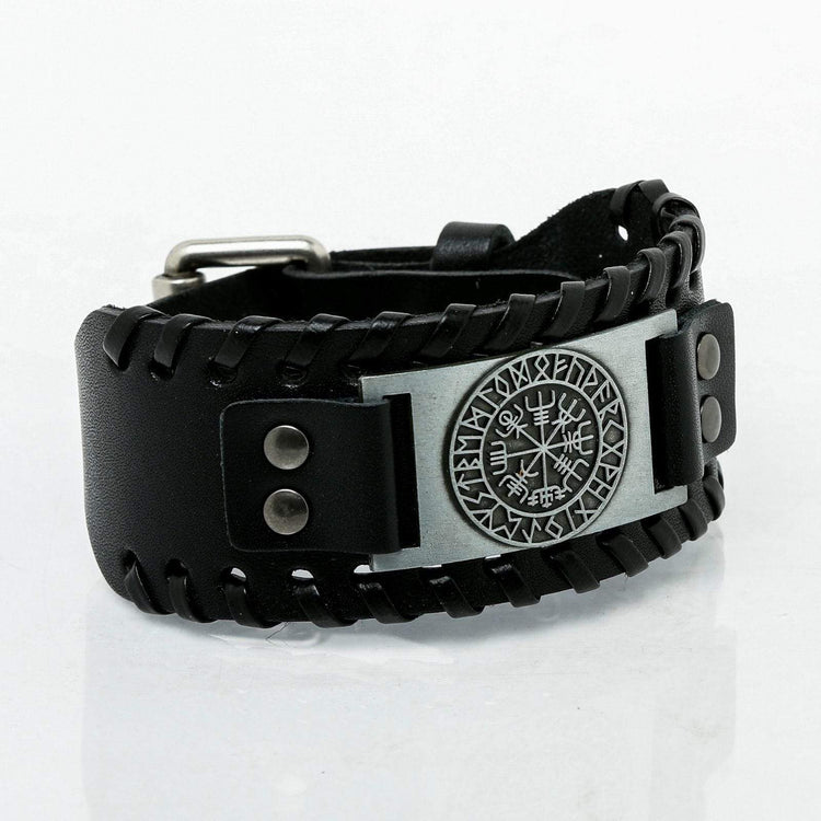 Bracelet en cuir Noir - Rune Viking Bracelet en cuir Noir - Rune Viking