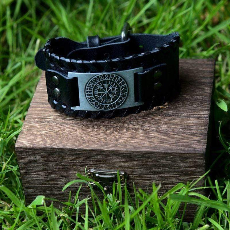 Bracelet en cuir Noir - Rune Viking Bracelet en cuir Noir - Rune Viking