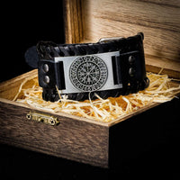 Bracelet en cuir Noir - Rune Viking Bracelet en cuir Noir - Rune Viking