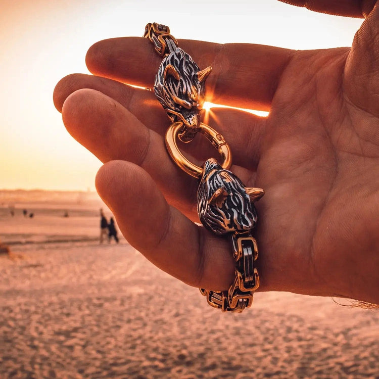 Bracelet Loup Géant Doré - Fenrir