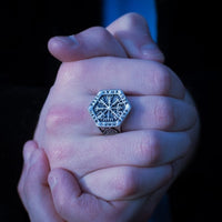 Chevalière viking rune Vegvisir - Acier inoxydable Chevalière viking rune Vegvisir - Acier inoxydable