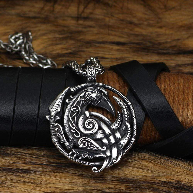 Collier corbeau d'Odin | Acier inoxydable Collier corbeau d'Odin | Acier inoxydable