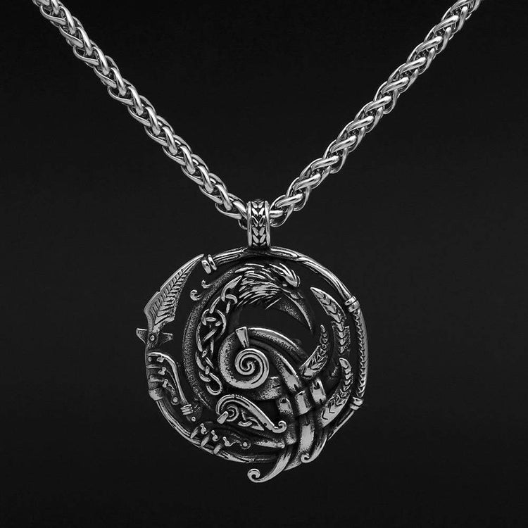 Collier corbeau d'Odin | Acier inoxydable Collier corbeau d'Odin | Acier inoxydable