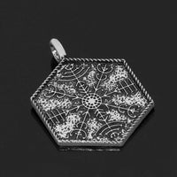 Collier plaque sculptée guide spirituel Vegvisir Collier plaque sculptée guide spirituel Vegvisir