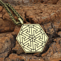 Collier plaque sculptée guide spirituel Vegvisir Collier plaque sculptée guide spirituel Vegvisir