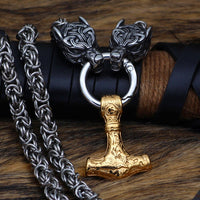 Collier puissance de Mjolnir et protection de Freki et Geri Collier puissance de Mjolnir et protection de Freki et Geri