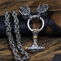 Collier puissance de Mjolnir et protection de Freki et Geri Collier puissance de Mjolnir et protection de Freki et Geri