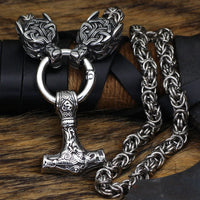 Collier puissance de Mjolnir et protection de Freki et Geri Collier puissance de Mjolnir et protection de Freki et Geri