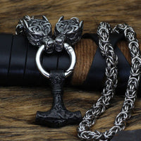 Collier puissance de Mjolnir et protection de Freki et Geri Collier puissance de Mjolnir et protection de Freki et Geri