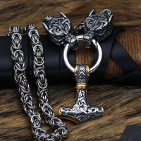 Collier puissance de Mjolnir et protection de Freki et Geri Collier puissance de Mjolnir et protection de Freki et Geri
