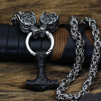 Collier puissance de Mjolnir et protection de Freki et Geri Collier puissance de Mjolnir et protection de Freki et Geri