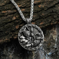 Collier Viking Odin et les corbeaux Huginn et Muninn Collier Viking Odin et les corbeaux Huginn et Muninn
