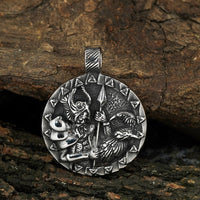 Collier Viking Odin et les corbeaux Huginn et Muninn Collier Viking Odin et les corbeaux Huginn et Muninn