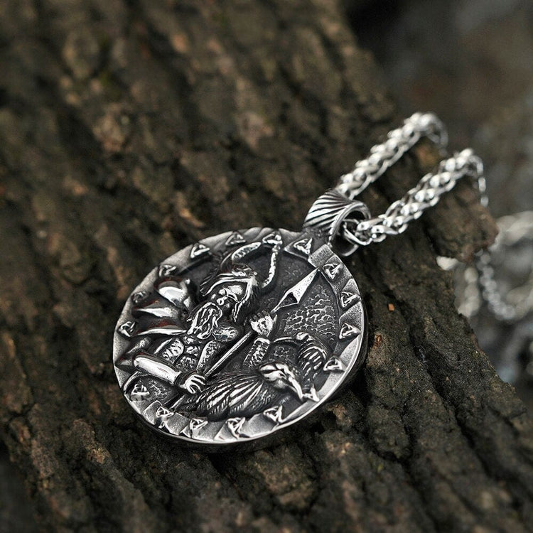 Collier Viking Odin et les corbeaux Huginn et Muninn Collier Viking Odin et les corbeaux Huginn et Muninn