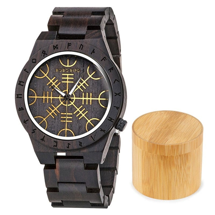 Montre en bois foncé Aegishjalmur - Odin's Hall Montre en bois foncé Aegishjalmur - Odin's Hall