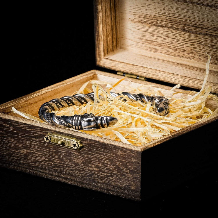 Bracelet de Loyauté Viking - Corbeaux d'Odin Argent Bracelet de Loyauté Viking - Corbeaux d'Odin Argent