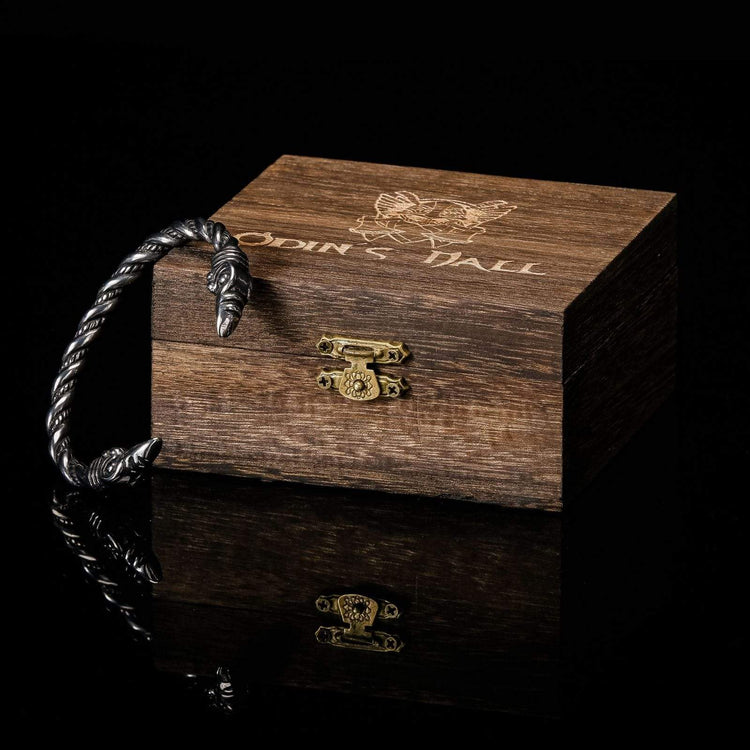 Bracelet de Loyauté Viking - Corbeaux d'Odin Argent Bracelet de Loyauté Viking - Corbeaux d'Odin Argent