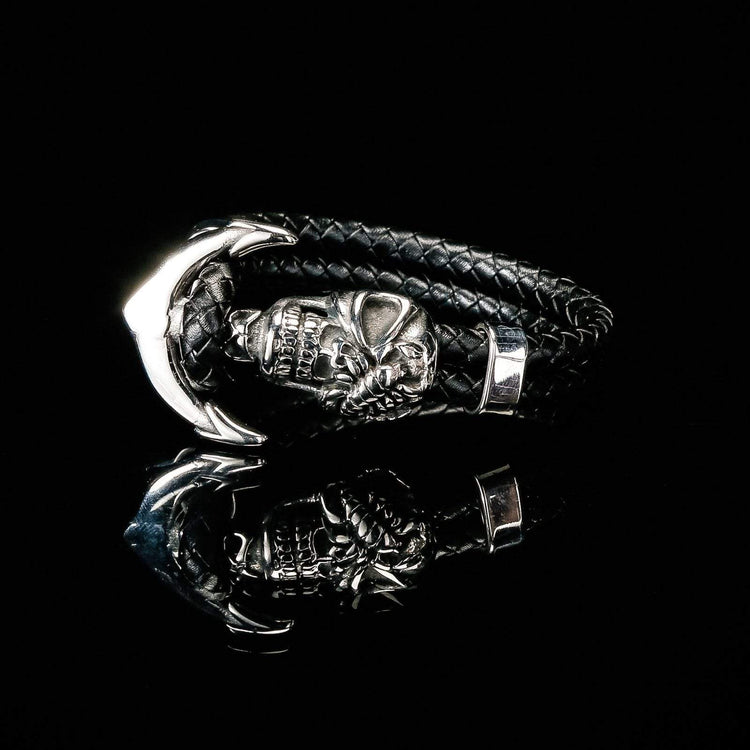 Bracelet Viking crâne de marin en cuir Bracelet Viking crâne de marin en cuir