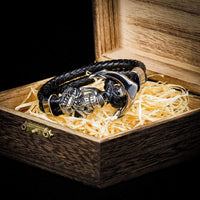 Bracelet Viking crâne de marin en cuir Bracelet Viking crâne de marin en cuir