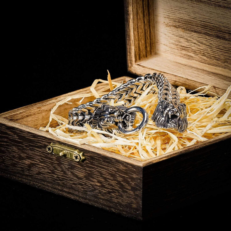 Bracelet Viking Double tête de Lion - Acier Inoxydable Bracelet Viking Double tête de Lion - Acier Inoxydable
