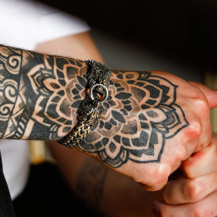 Bracelet Viking Double tête de Lion - Acier Inoxydable Bracelet Viking Double tête de Lion - Acier Inoxydable