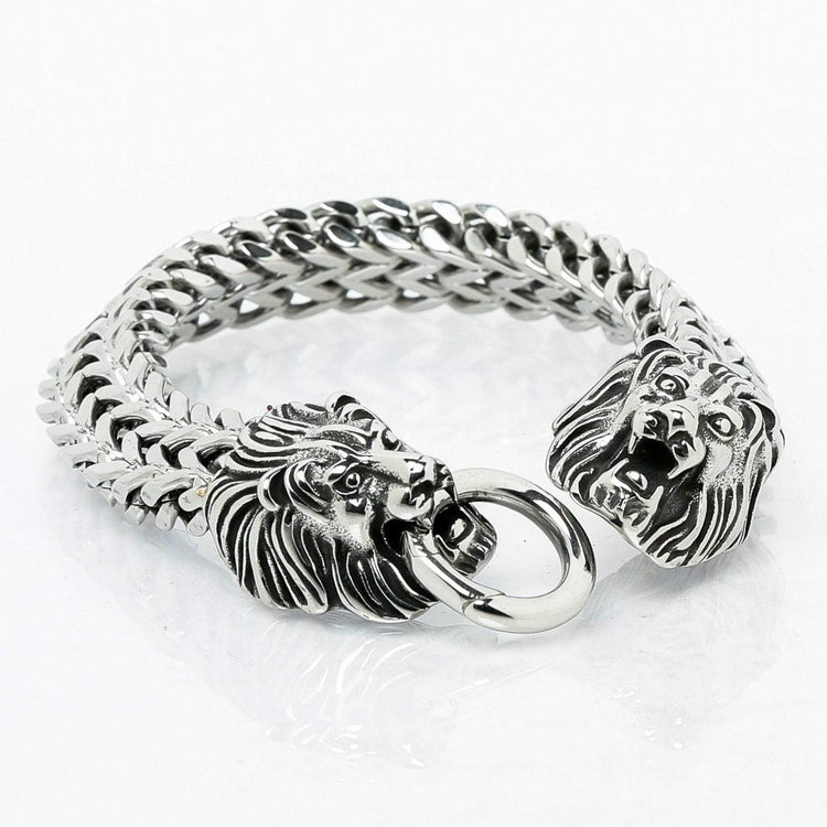 Bracelet Viking Double tête de Lion - Acier Inoxydable Bracelet Viking Double tête de Lion - Acier Inoxydable