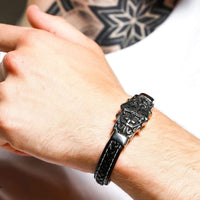 Bracelet Viking gravure chrétienne en cuir Bracelet Viking gravure chrétienne en cuir