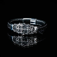 Bracelet Viking gravure chrétienne en cuir Bracelet Viking gravure chrétienne en cuir