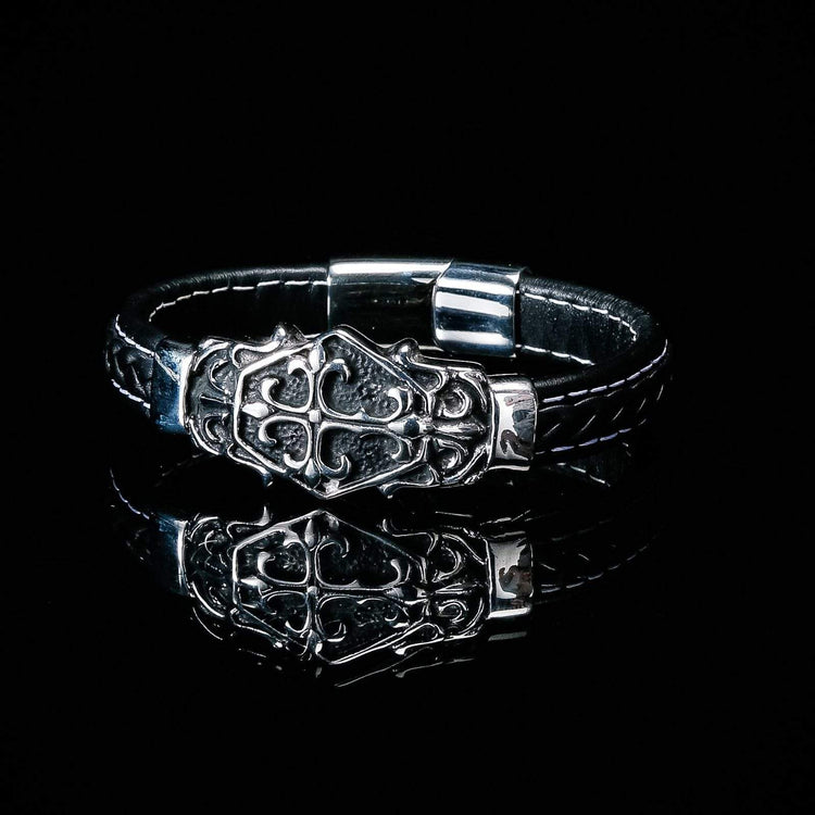 Bracelet Viking gravure chrétienne en cuir Bracelet Viking gravure chrétienne en cuir