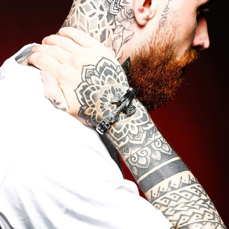 Bracelet Viking Hache lourde en cuir Bracelet Viking Hache lourde en cuir