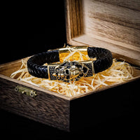 Bracelet Viking Tête de mort en cuir Bracelet Viking Tête de mort en cuir
