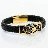 Bracelet Viking Tête de mort en cuir Bracelet Viking Tête de mort en cuir