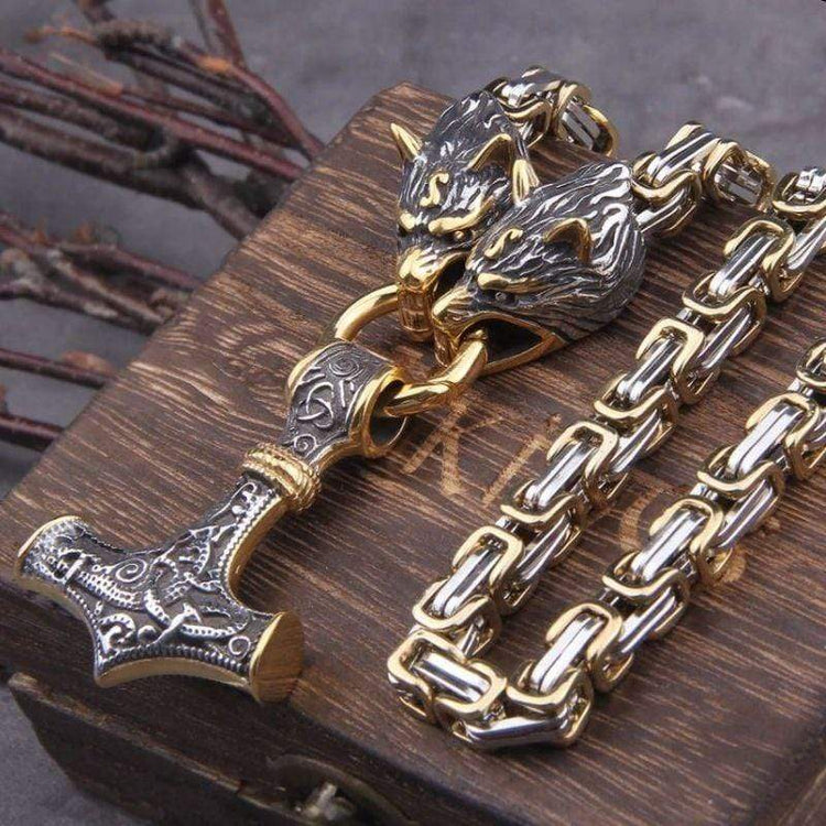 Collier Viking Loup - Sköll et Hati Collier Viking Loup - Sköll et Hati