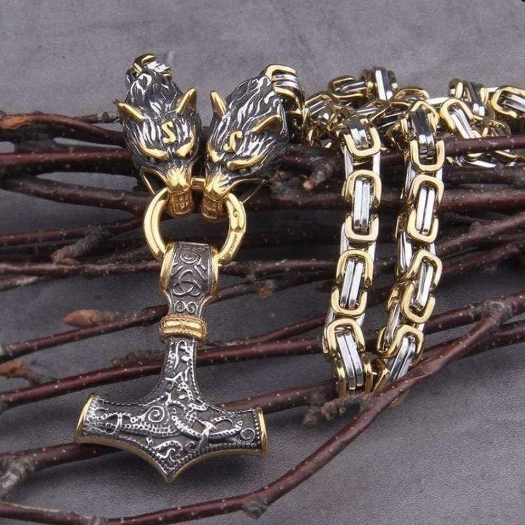 Collier Viking Loup - Sköll et Hati Collier Viking Loup - Sköll et Hati