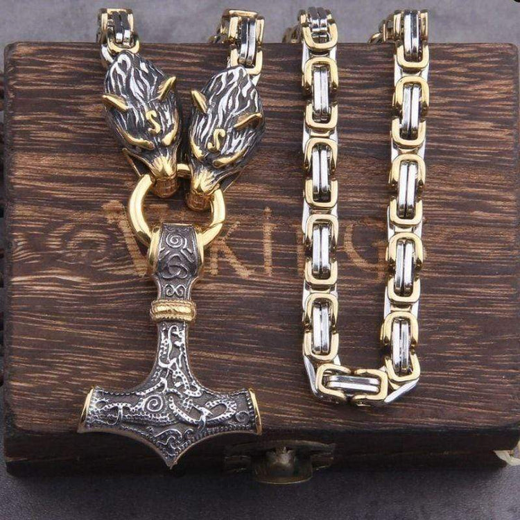 Collier Viking Loup - Sköll et Hati Collier Viking Loup - Sköll et Hati
