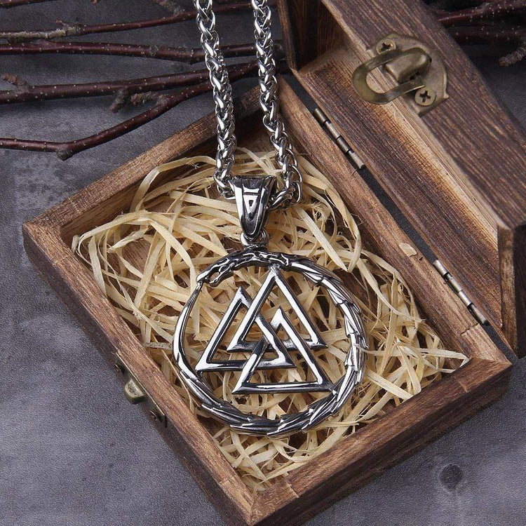 Collier Valknut avec dragon gardien des âmes Collier Valknut avec dragon gardien des âmes