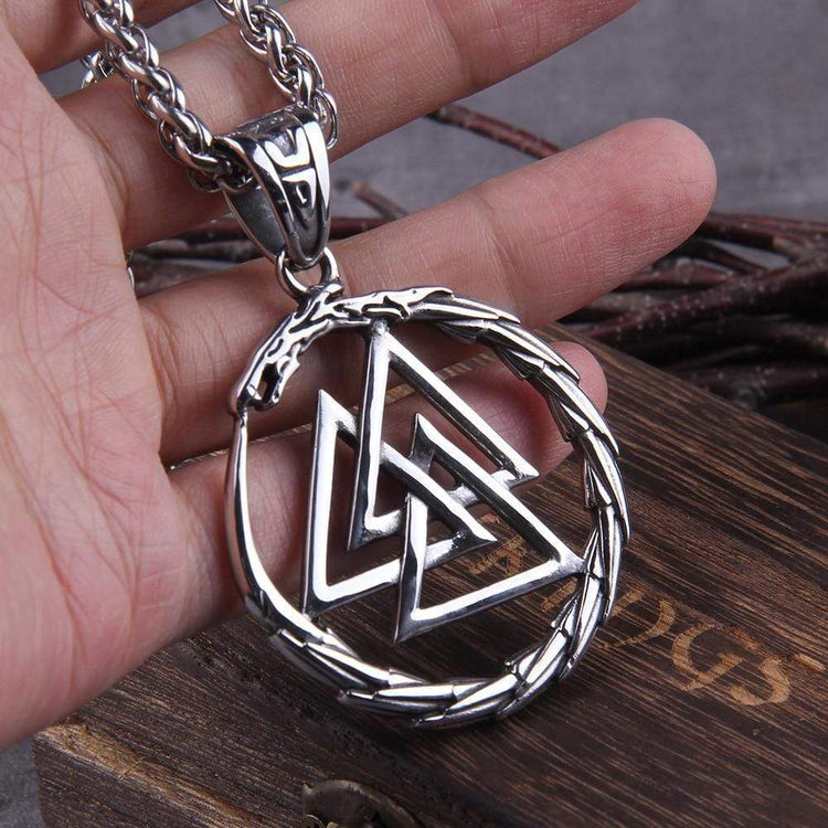 Collier Valknut avec dragon gardien des âmes Collier Valknut avec dragon gardien des âmes