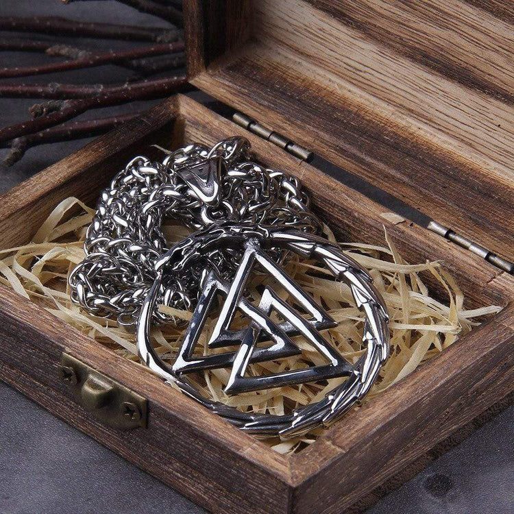 Collier Valknut avec dragon gardien des âmes Collier Valknut avec dragon gardien des âmes