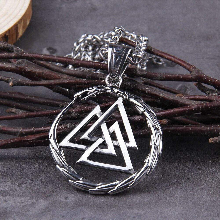 Collier Valknut avec dragon gardien des âmes Collier Valknut avec dragon gardien des âmes