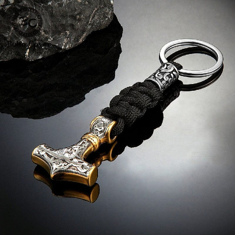 Porte-clés Viking marteau de Thor en paracorde et acier inoxydable