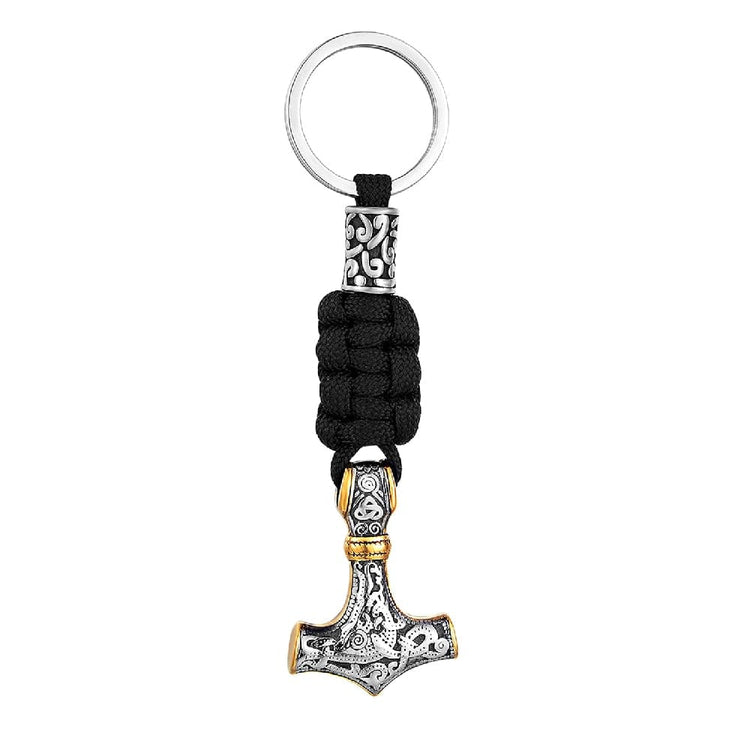 Porte-clés Viking marteau de Thor en paracorde et acier inoxydable Porte-clés Viking marteau de Thor en paracorde et acier inoxydable