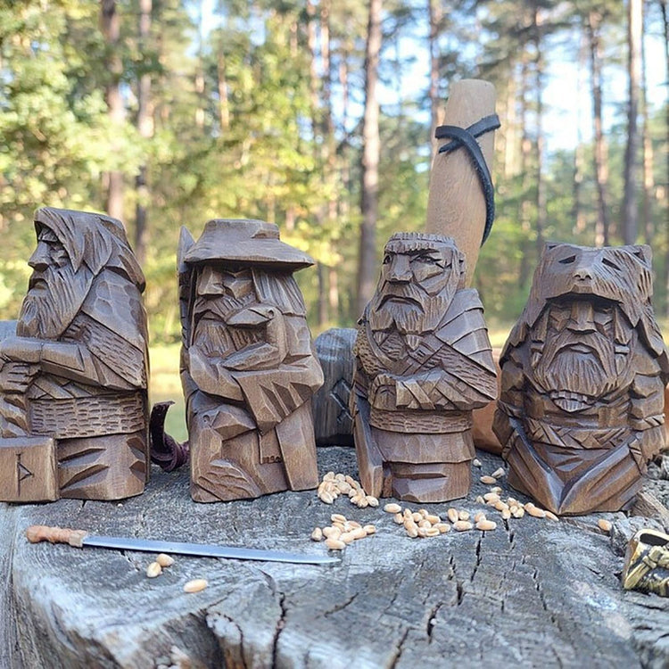 Statuette Viking en bois dieux nordiques Statuette Viking en bois dieux nordiques