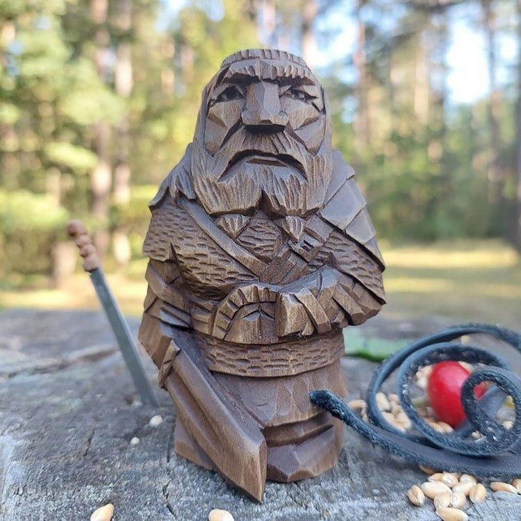 Statuette Viking en bois dieux nordiques Statuette Viking en bois dieux nordiques